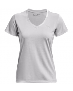 Under Armour T-Shirt mit V-Ausschnitt UA Twist Tech Damen grau/silber