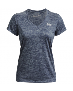 Under Armour T-Shirt mit V-Ausschnitt UA Twist Tech Damen grau/blau