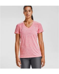 Under Armour T-Shirt mit V-Ausschnitt Twist Tech Damen pink lemonade
