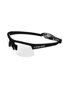 Unihoc Brille Energy Schwarz/Silber Junior, Inkl. Schutzcase