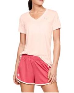 Under Armour T-Shirt mit V-Ausschnitt UA Twist Tech Damen rosa