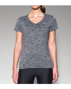 Under Armour T-Shirt mit V-Ausschnitt UA Twist Tech Damen schwarz/antrazit